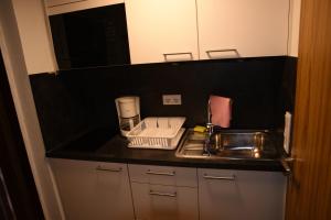 a kitchen counter top with a sink and a sink at Pension Eckschlager in Lofer