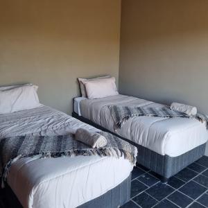 2 Betten nebeneinander in einem Zimmer in der Unterkunft Makhato Bush Lodge 114 in Bela-Bela