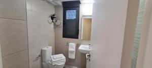 a small bathroom with a toilet and a sink at BYS SANTA FE APARTAMENTOS TURISTICOS in Lorca