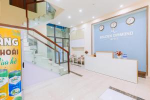 a lobby of a pharmacy with a sign for a kitchen pharmacy at Golden Diamond Hotel in Hanoi