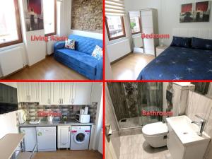 four pictures of a living room and a bedroom at Istanberry - Dream Apartments in Istanbul