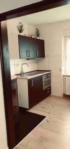 uma cozinha com um lavatório e um fogão em Lovely 1-Bed Apartment in Koblenz em Koblenz