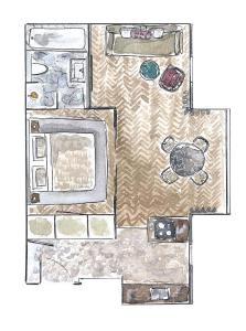 an image of a floor plan of a room at Hypernym Hotel & Suites in Copenhagen
