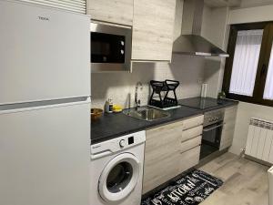 cocina con lavadora y fregadero en TRES COLUMNAS en Ciudad Rodrigo