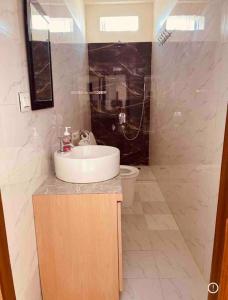 ein Bad mit einem Waschbecken und einem WC in der Unterkunft A beautiful cozy modern house. in Siddharthanagar