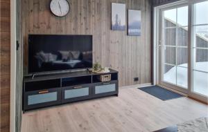 a living room with a large flat screen tv at Gorgeous Home In seral With Kitchen in Åseral