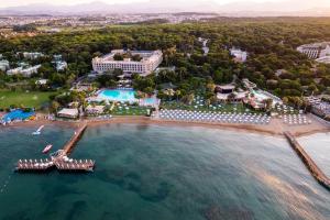 an aerial view of the resort and the water at Turquoise Hotel in Side