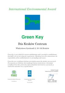 a screenshot of the green key website homepage at Hotel Ibis Krakow Centrum in Kraków