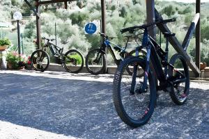 eine Gruppe von Fahrrädern, die neben einem Gebäude geparkt werden in der Unterkunft Gli Angeli Nonna Erminia e Vittorio in Cisano sul Neva