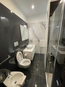 a bathroom with a toilet and a sink and a shower at Casa Malupa Luxury Apartments in Rome