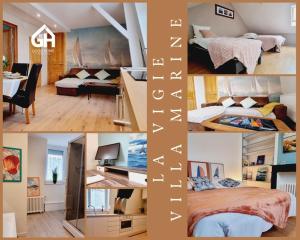 uma colagem de fotografias de um quarto de hotel em *Villa Marine*La Vigie - Duplex em Coudekerque-Branche