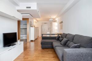 لا مجور زونا دي برشلونة في برشلونة: غرفة معيشة مع أريكة وتلفزيون بشاشة مسطحة