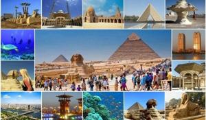 eine Collage von Bildern verschiedener Pyramiden und Gebäude in der Unterkunft TIME SHARE EGYPT in Kairo
