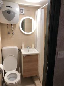 ゴスピッチにあるAnkaのバスルーム(トイレ、洗面台、鏡付)