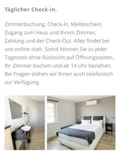 un collage de dos fotos de un dormitorio en Hotel Schwarzes Ross en Ganderkesee