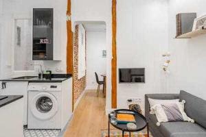 a living room with a couch and a washing machine at Apartamento La Latina Palacio in Madrid