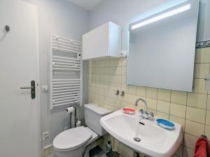 a bathroom with a white toilet and a sink at Gîte Gérardmer, 1 pièce, 2 personnes - FR-1-589-621 in Gérardmer