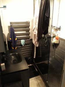 a bathroom with a sink and a glass shower at Chambre A2 dans un appartement en colocation in Marseille