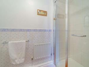 ein Bad mit einer Dusche und einer Glastür in der Unterkunft 2 Bed in Sedbergh 57641 in Dent