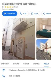 een collage van foto's van een huis met een kamer bij Puglia Holiday Home in Mola di Bari