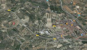 un mapa de una ciudad con edificios y carreteras en Casa Rural Girasoles Calig REF. 046 en Castellón de la Plana