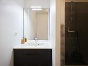 bagno con lavandino e specchio di Le Cosy Hous'in Studio Meudon a Meudon
