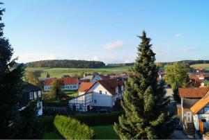a small village with a tree in the foreground at Landhaus am Diemelsee in Diemelsee