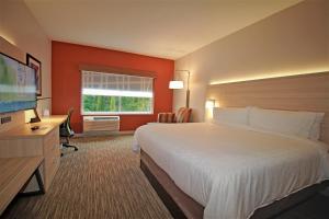 ein Hotelzimmer mit einem Bett und einem Flachbild-TV in der Unterkunft Holiday Inn Express & Suites Ocala, an IHG Hotel in Ocala