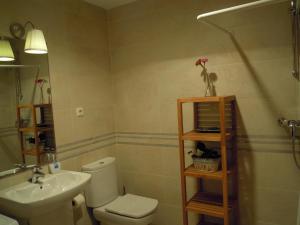a bathroom with a white toilet and a sink at Apartaments Ca La Pauleta in Espluga de Francolí +39 photos