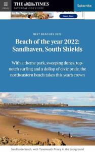 a flyer for the beach of the year sandhaven south shields at East Stay 2/3 bedroom Flat in Westoe