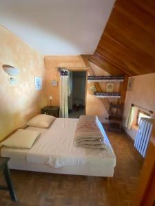 1 dormitorio con 1 cama en una habitación en Chez Zoë au Chalet de segure en Ristolas
