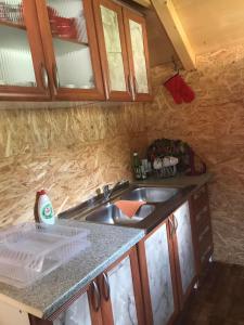 a kitchen with a sink and a counter top at Vikendica Na Plivi E&M in Šipovo