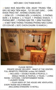 a collage of a picture of a kitchen with a text message at Home Thỏ Vân Anh in Da Lat