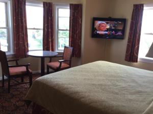 a hotel room with a bed and a tv on the wall at Red Carpet Inn-Bridgeton/Vineland in Bridgeton