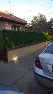 a car parked in a driveway next to a hedge at Apartmani Popov in Vrbas