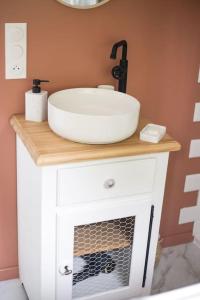 a bathroom with a sink on top of a vanity at Maupiti proche Etretat et Fécamp in Vattetot-sur-Mer +10 photos