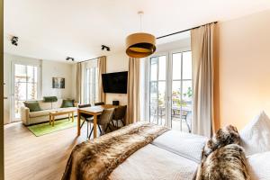 TV a/nebo společenská místnost v ubytování Black Forest Luxury Apartment Waldglück mit Sauna