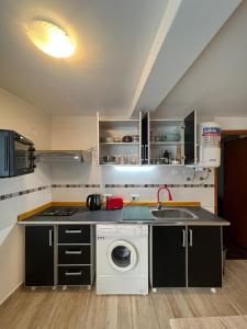 a kitchen with a sink and a washing machine at Ushuaia_aparts Depto 1 in Ushuaia