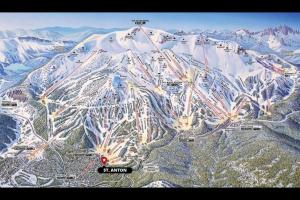 a map of a ski resort on a snowy mountain at St Anton Condos #77 condo in Mammoth Lakes