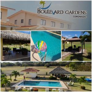 un collage de fotos de un hotel y una piscina en BOULEVARD GARDENS Coronado, en Nueva Gorgona