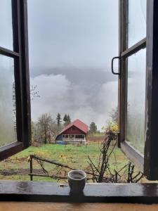 Shuakhevi的住宿－Guest House Dedeshvilebi，享有谷仓景致的开放式窗户