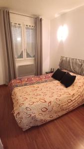 uma cama com duas almofadas num quarto em Au beau soleil em Villeneuve-lès-Béziers
