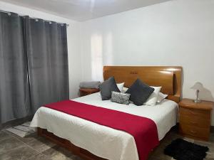 a bedroom with a large bed with a red blanket at Casa Diaz calle 5 de mayo in Parras de la Fuente