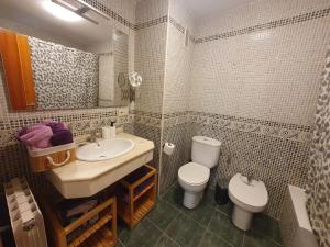 uma casa de banho com um lavatório e um WC em Casa Aguiar em Zamora