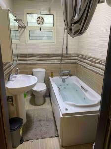 a bathroom with a sink and a tub and a toilet at 3 bedrooms flat,fully equipped in Cairo