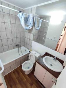 a small bathroom with a toilet and a sink at Departamento nuevo sector sur entregado el 2022 in Antofagasta