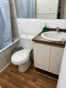 a bathroom with a toilet and a sink at Departamento nuevo sector sur entregado el 2022 in Antofagasta