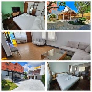 a collage of pictures of a bedroom and a living room at White house 36 Hatyai in Hat Yai