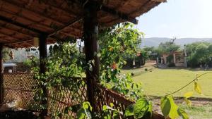 a view of the garden from the house at Gramya Resort in Alwar