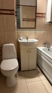 a bathroom with a toilet and a sink at Apartament "NADIA" na Starym Rynku in Zielona Góra